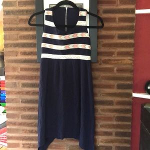 Handkerchief hem gauze sundress.